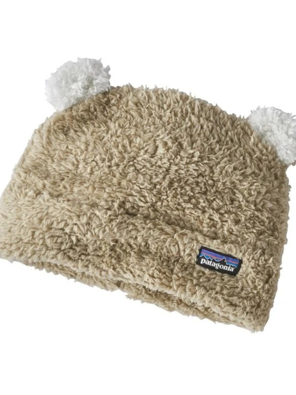 Patagonia Plush Pom-Accent Beanie in Beige and White 5T